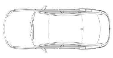 Mercedes Benz Cls Coupe dağılımı satırlarla üç boyutlu şematik çizimde bir raster. 3D render.