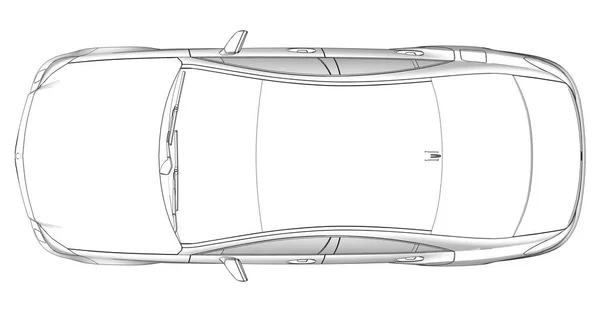 Illustrazione schematica tridimensionale di un raster con linee di contorno della Mercedes Benz CLS coupé. rendering 3d . — Foto Stock