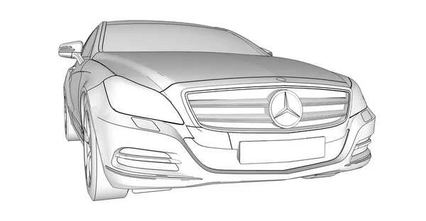 Τρισδιάστατο Σχηματική απεικόνιση του ένα ράστερ με ισοϋψείς καμπύλες της Mercedes Benz Cls coupe. 3D rendering. — Φωτογραφία Αρχείου