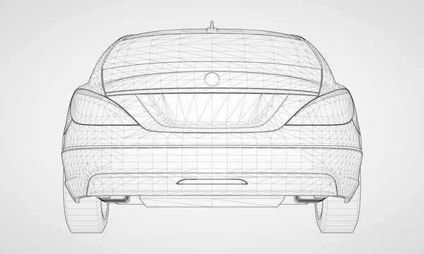 Model Sport premium sedan. Ilustracja wektorowa w formie wielokąta siatki trójkątne na szarym tle. — Wektor stockowy