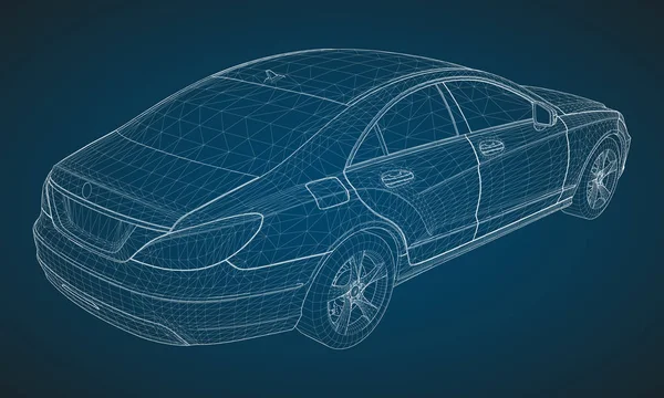 Bir sigorta primi sedan modeli spor. Mavi bir arka plan üzerinde beyaz kenarlı üçgen kılavuz biçiminde vektör çizim. — Stok Vektör
