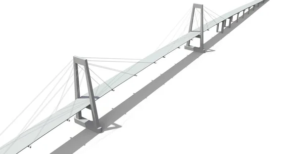 Καλωδιωτή Γέφυρα Μια Αερογέφυρα Του Δρόμου Rendering — Φωτογραφία Αρχείου