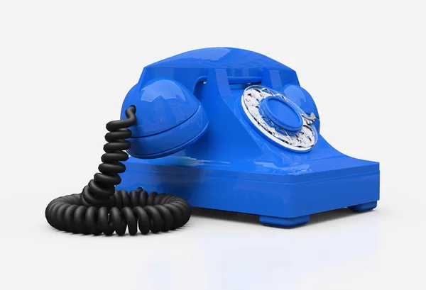 Altes Blaues Wähltelefon Auf Weißem Hintergrund Illustration — Stockfoto