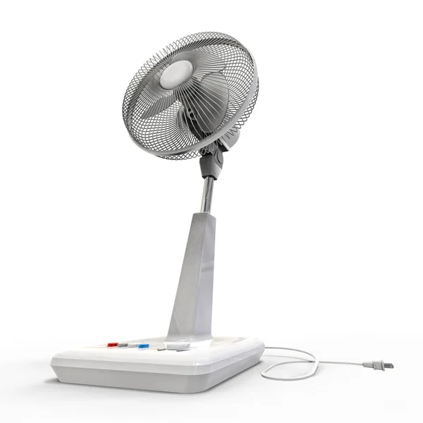 Ventilador Eléctrico Blanco Modelo Tridimensional Sobre Fondo Blanco Ventilador Con — Foto de Stock