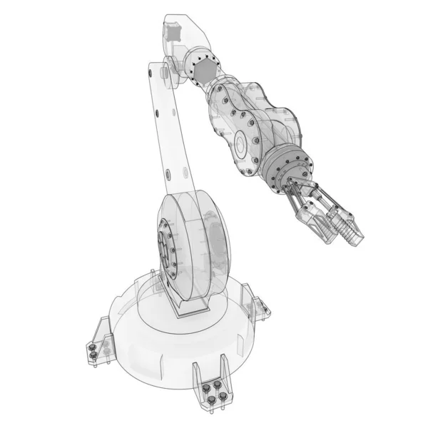 机械臂 用于工厂或生产中的任何工作 用于复杂任务的机电一体化设备 3D说明 — 图库照片