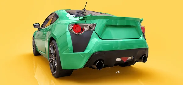 Green small sports car coupe. 3d rendering. — Stock Photo, Image