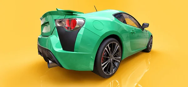 Zielony samochód sportowy. 3d renderowanie. — Zdjęcie stockowe