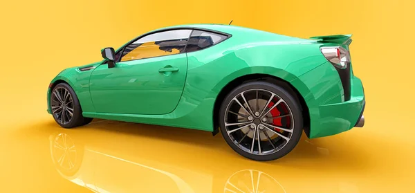 Zielony samochód sportowy. 3d renderowanie. — Zdjęcie stockowe