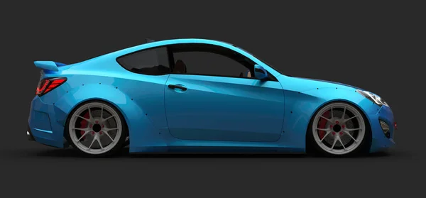 Синий маленький спорткар купе на заднем плане. 3d-рендеринг. — стоковое фото