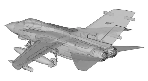 Military Jet Fighter Silhouettes Image Aircraft Contour Drawing Lines Internal — Stock Photo, Image