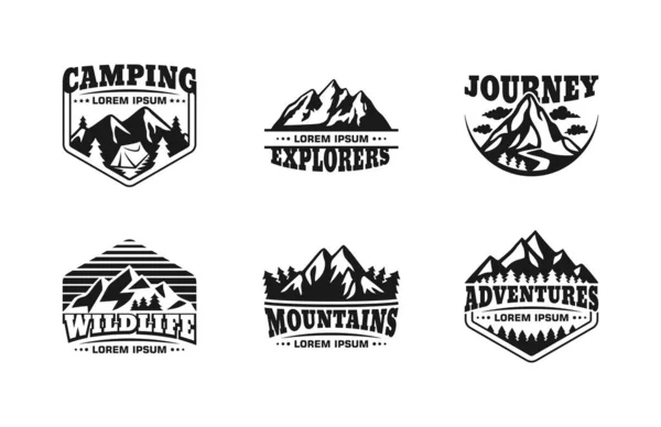 Illustrator Vector Van Mountain Badges Outdoor Sports Toerisme Collectie Set — Stockvector