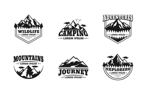 Illustrator vector of Mountain badges and Outdoor Sports Tourism collection set.