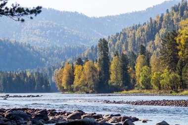 Sonbahar nehrinin renkli bulutları