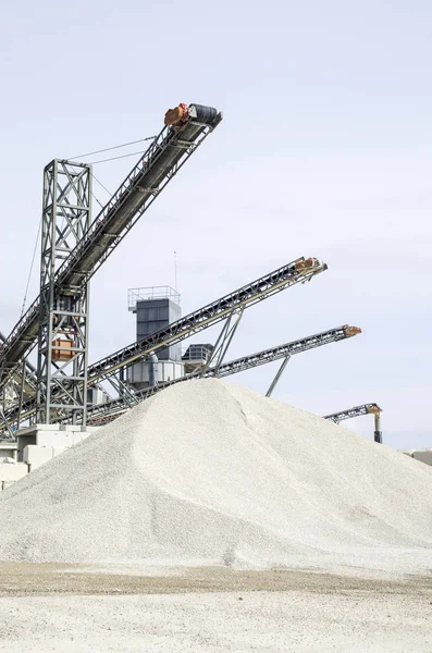 Several belt conveyors in Gravel Quarry — Stock Photo, Image