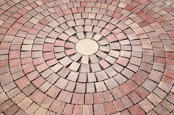Pátio tijolos instalação em circular — Fotografia de Stock