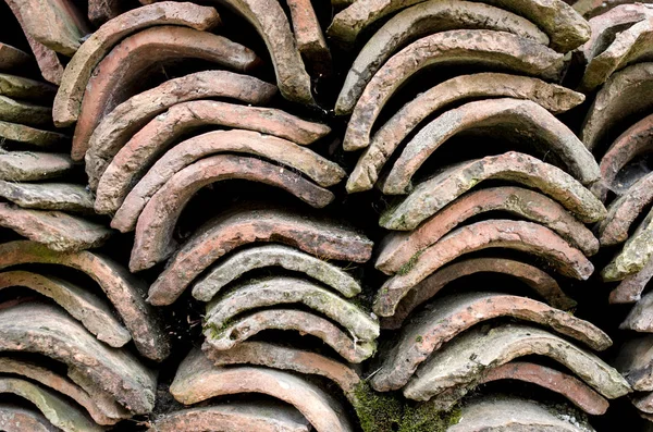 Heap of old greek roof tiles Stock Photo