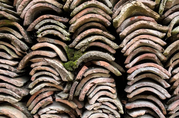 Heap of old greek roof tiles Stock Photo