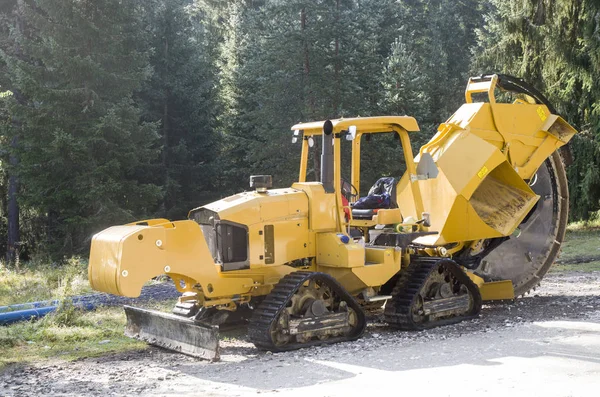 Ny orange väg konstruktion Trencher — Stockfoto