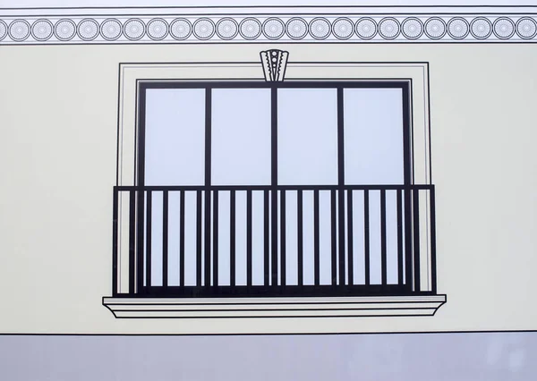 Okno z balustrada rysunku — Zdjęcie stockowe