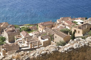 Morec 'teki antik Yunan şehri Monemvasia' nın en iyi manzarası.