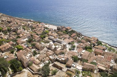 Morec 'teki antik Yunan şehri Monemvasia' nın en iyi manzarası.