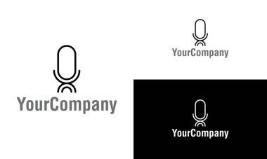 Doğrusal mikrofon logo şablonu tasarımı. Simge veya tasarım konsepti için yaratıcı vektör amblemi. Minimalist doğrusal mikrofon logo şablonu tasarımı.