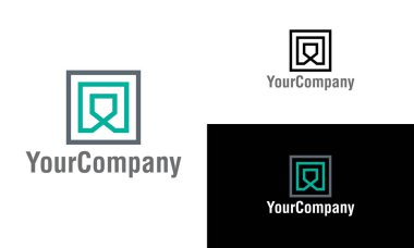 Soyut kare ve mimari logo şablonu tasarımı. Simge ya da tasarım konsepti için yaratıcı vektör amblemi. Yaratıcı kare ve mimari logo şablonu tasarımı.