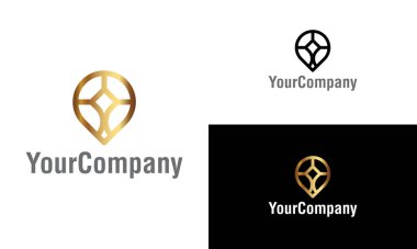 Soyut çiçek ve mücevher logosu tasarım şablonu. Basit minimalist şablon grafik çizimi. Simge veya tasarım konsepti için yaratıcı vektör amblemi.