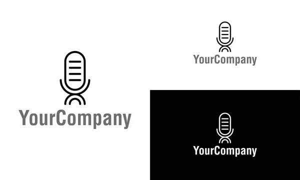 Linear Microphone Logo Template Design Creative Vector Emblem Icon Design — Stock Vector