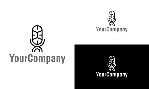 Линейный Логотип Микрофона Соблазняет Дизайном Творческий Вектор Например Иконы Дизайнерской — стоковый вектор