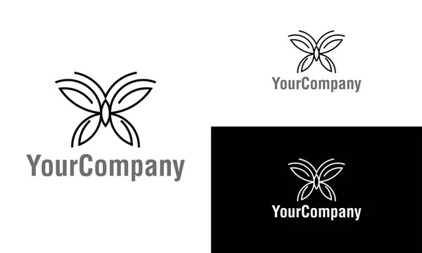 线形蝴蝶标志模板设计 创意矢量徽章 用于图标或设计概念 线形蝴蝶标志模板设计 — 图库矢量图片