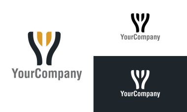 Soyut şekil ve Y harfi logo tasarım şablonu. Basit minimalist şablon grafik çizimi. Simge veya tasarım konsepti için yaratıcı vektör amblemi.