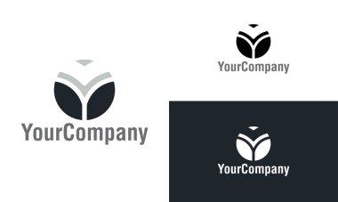 Tarım, çiçek ve Y harfi logo tasarım şablonu elementleri. Basit minimalist şablon grafik çizimi. Simge veya tasarım konsepti için yaratıcı vektör amblemi.