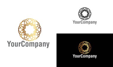 Yaratıcı süs logosu tasarım şablonu. Evrensel süs vektör logosu. Simge veya tasarım konsepti için yaratıcı vektör amblemi.