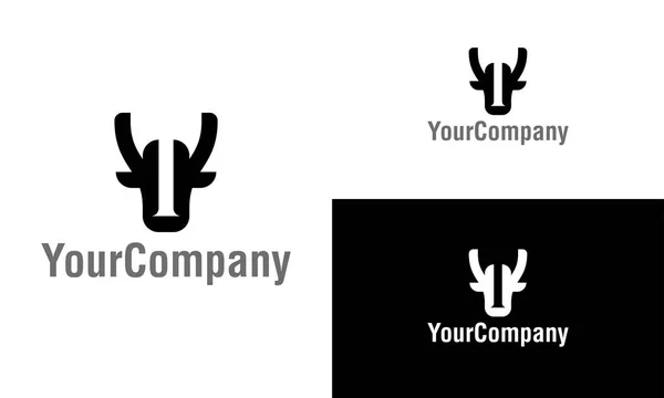 Stier Und Kuh Logo Design Vorlage Einfache Minimalistische Vorlage Grafische — Stockvektor