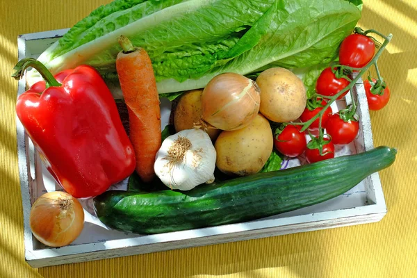 Frisches Gemüse Auf Einem Tablett — Stockfoto