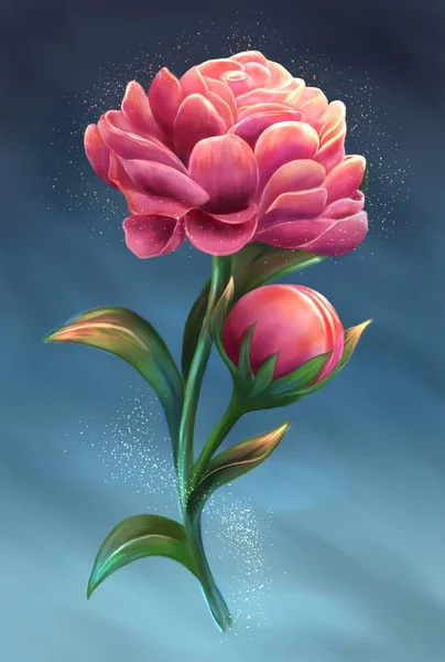 Pink flowers digital drawing