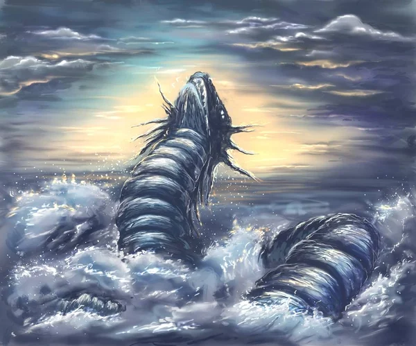 Dragon Mer Illustration Numérique — Photo