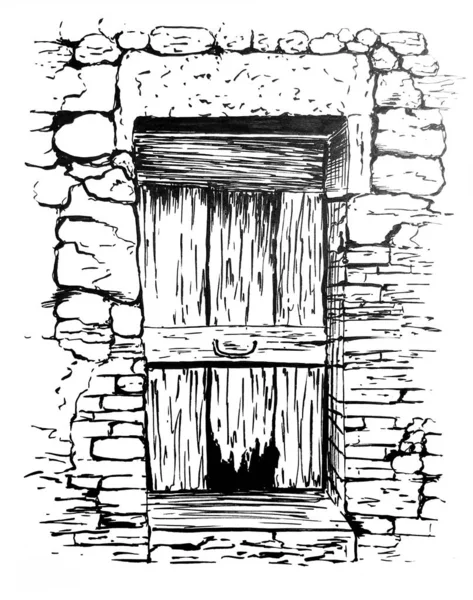 Vintage door ink drawing