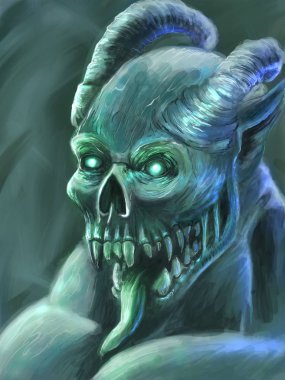 Yeşil şeytan dijital illüstrasyon 