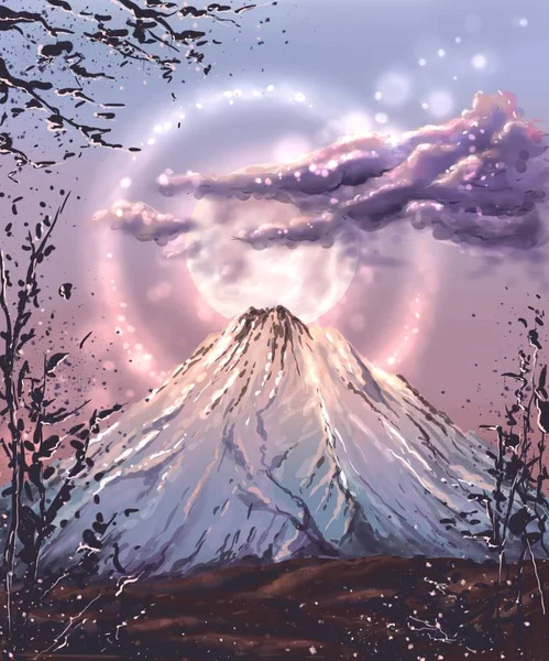 Prachtige Berg Digitale Illustratie — Stockfoto