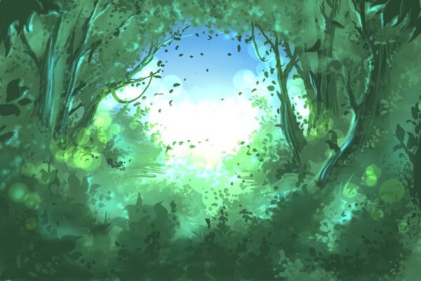 Green forest digital illustration