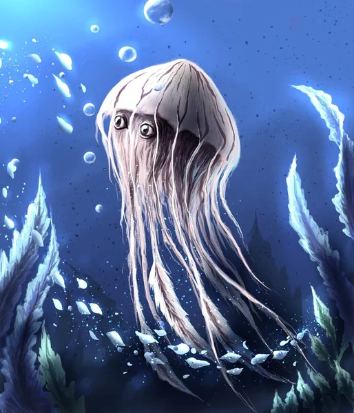 Fantasy Jellyfish Digital Illustration — ストック写真