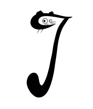 J harfi dijital çizim 