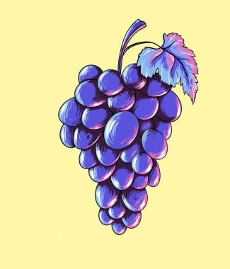 Güzel üzüm dijital illüstrasyonu 