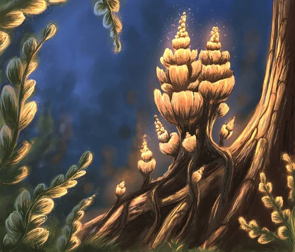 Fantasy forest plant digital illustration