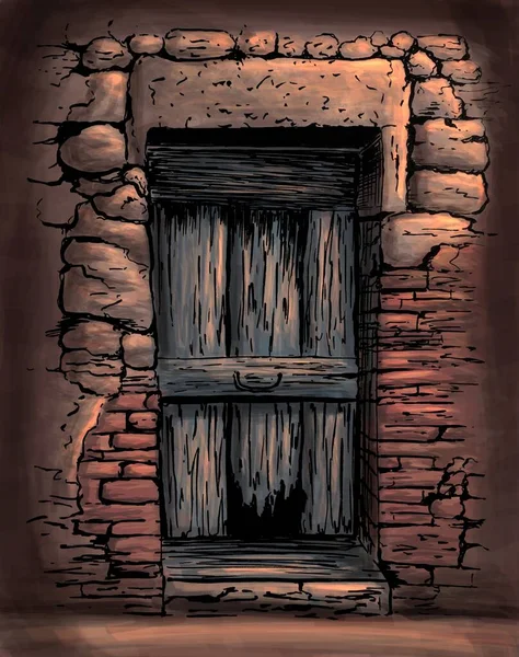 Old wooden door digital illustration