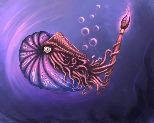 Fantasy Nautilus Pompilius Digital Illustration — Stock fotografie