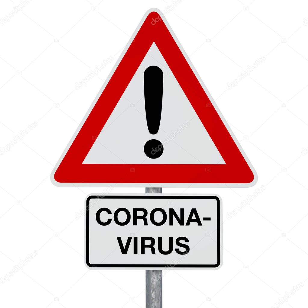 Caution Coronavirus - digitally generated image - clipping path included