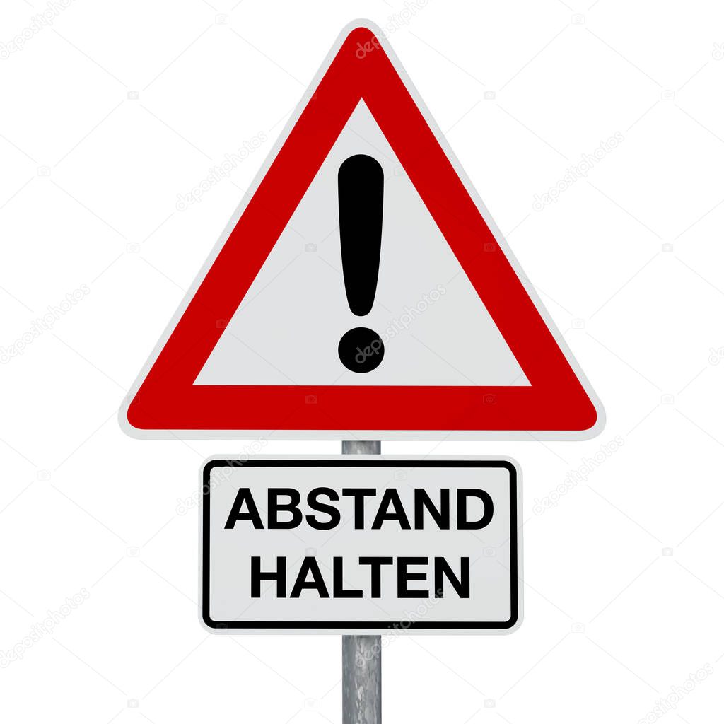 Caution Coronavirus - ABSTAND HALTEN - German text - digitally generated image - clipping path included
